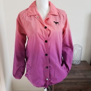 Victoria's Secret PINK Coach Pink Ombre Oversized Anorak Jacket SZ XS/S